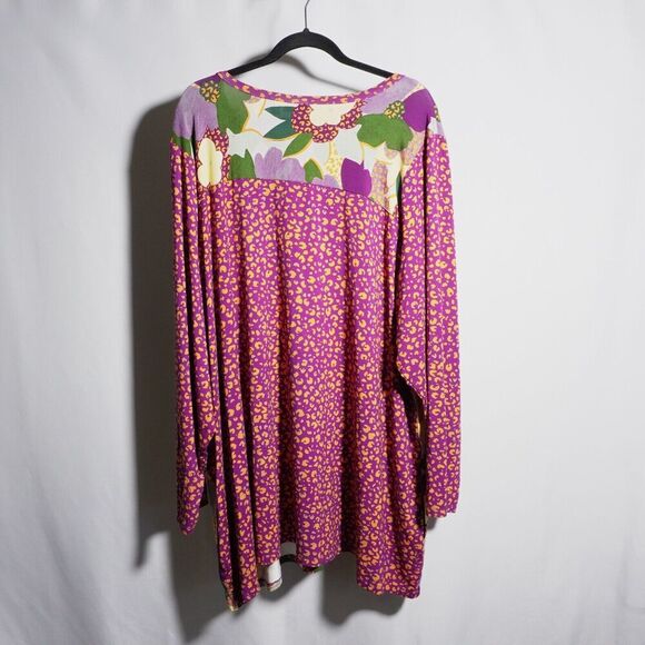 LOGO by LORI GOLDSTEIN 5XL Purple Floral Tunic Top Shirt Blouse‎ Groovy Bright - Picture 2 of 7